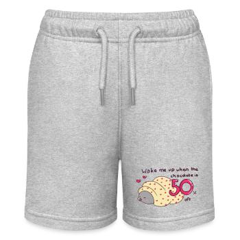 Wake me up when the chocolate is 50% off - Stanley/Stella MINI BOLTER Organic Teen Jogging Shorts - heather grey - Front