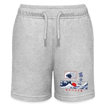 die große Welle vor Kanagawa Japan - Stanley/Stella Teenager Bio-Joggingshorts MINI BOLTER - Grau meliert - Vorne