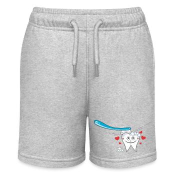 Zahn Zahnbürste Zahnpflege Fun - Stanley/Stella Teenager Bio-Joggingshorts MINI BOLTER - Grau meliert - Vorne