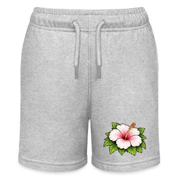 Hibiskus Tropenblüte - Stanley/Stella Teenager Bio-Joggingshorts MINI BOLTER - Grau meliert - Vorne