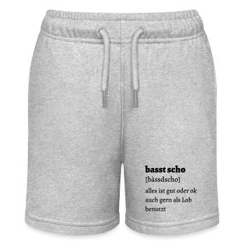 Basst scho - bayrischer Spruch - Stanley/Stella Teenager Bio-Joggingshorts MINI BOLTER - Grau meliert - Vorne