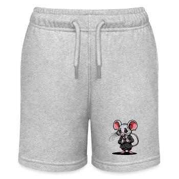 Maus / Tier / niedlich / Haustier / Nagetier - Stanley/Stella Teenager Bio-Joggingshorts MINI BOLTER - Grau meliert - Vorne