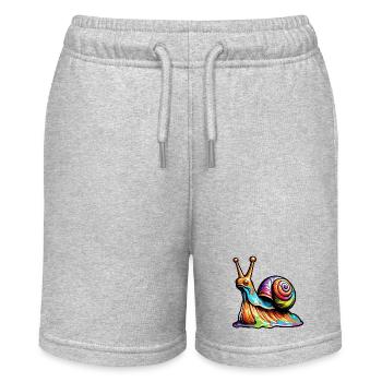 Schnecke / Tier / kriechen / Schleimig / langsam - Stanley/Stella Teenager Bio-Joggingshorts MINI BOLTER - Grau meliert - Vorne