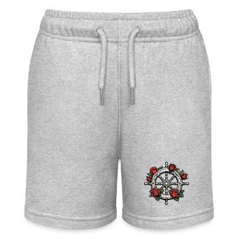 Steering Wheel / Anchor / Roses / Ahoy / Ship / Boat - Stanley/Stella MINI BOLTER Organic Teen Jogging Shorts - heather grey - Front