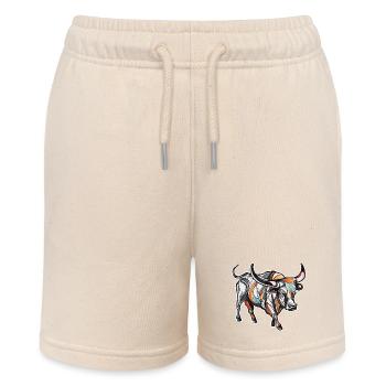 Stier / Bulle / Tier / Hörner / Stierkampf - Stanley/Stella Teenager Bio-Joggingshorts MINI BOLTER - Natur - Vorne