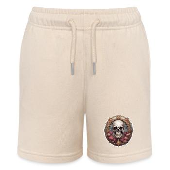 Skull / Totenkopf / Skelett / Gothic / Grusel - Stanley/Stella Teenager Bio-Joggingshorts MINI BOLTER - Natur - Vorne