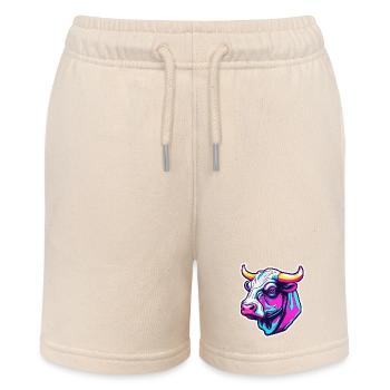 Stier / Bulle / Tier / Hörner / Stierkampf - Stanley/Stella Teenager Bio-Joggingshorts MINI BOLTER - Natur - Vorne