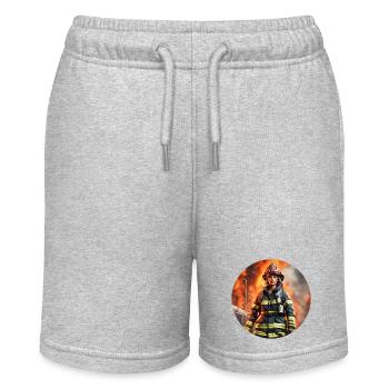 Firefighter / Fire / Fire / Extinguish / Heroine - Stanley/Stella MINI BOLTER Organic Teen Jogging Shorts - heather grey - Front