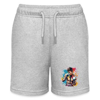 Boxer / Sport / Kampf / Arena / Boxring / Fäuste - Stanley/Stella Teenager Bio-Joggingshorts MINI BOLTER - Grau meliert - Vorne