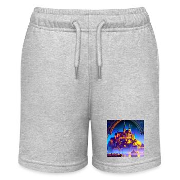 Mont Saint Michel - Traumhaftes Schloss - Stanley/Stella Teenager Bio-Joggingshorts MINI BOLTER - Grau meliert - Vorne