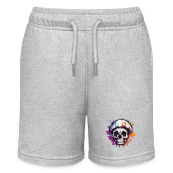 Pilz / Mushroom / Wiese / Wald / Goa / Psy - Stanley/Stella Teenager Bio-Joggingshorts MINI BOLTER - Grau meliert - Vorne