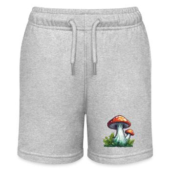 Pilz / Mushroom / Wiese / Wald / Goa / Psy - Stanley/Stella Teenager Bio-Joggingshorts MINI BOLTER - Grau meliert - Vorne