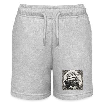 Bateau pirate / Bateau / Mer / Océan / Vagues - Short bio MINI BOLTER Stanley/Stella Ado - gris chiné - Devant