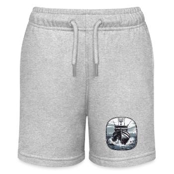 Bateau pirate / Bateau / Mer / Océan / Vagues - Short bio MINI BOLTER Stanley/Stella Ado - gris chiné - Devant