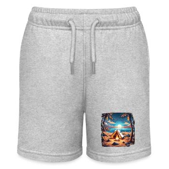 Wald / Wild / Zelt / Wildnis / Bäume / Life - Stanley/Stella Teenager Bio-Joggingshorts MINI BOLTER - Grau meliert - Vorne