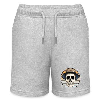 Skull with Hat - Stanley/Stella MINI BOLTER Organic Teen Jogging Shorts - heather grey - Front