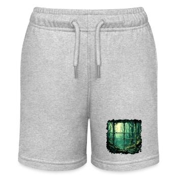 Fenster im Wald / Bäume / Ausblick / Wildnis - Stanley/Stella Teenager Bio-Joggingshorts MINI BOLTER - Grau meliert - Vorne