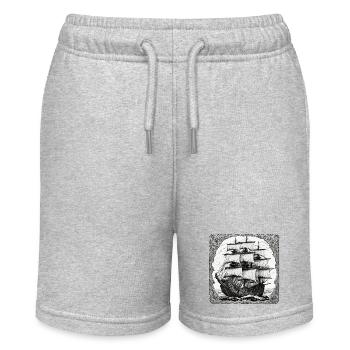 Bateau pirate / Bateau / Mer / Océan / Vagues - Short bio MINI BOLTER Stanley/Stella Ado - gris chiné - Devant
