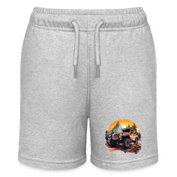 Orangefarbener Geländewagen kriecht im Wald - Stanley/Stella Teenager Bio-Joggingshorts MINI BOLTER - Grau meliert - Vorne