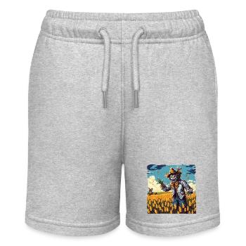Vogelscheuche / Erntehelfer / Maisfeld / Feld - Stanley/Stella Teenager Bio-Joggingshorts MINI BOLTER - Grau meliert - Vorne