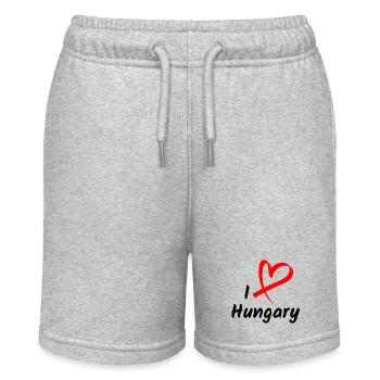 I Love Hungary Ich Liebe Ungarn Herz Geschenk - Stanley/Stella Teenager Bio-Joggingshorts MINI BOLTER - Grau meliert - Vorne