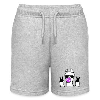 Llama Bubblegum Sunglasses Peace Sign Cool Cute - Stanley/Stella MINI BOLTER Organic Teen Jogging Shorts - heather grey - Front