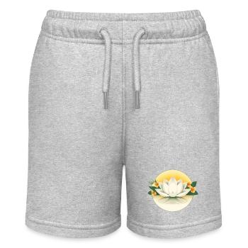 Weiße Lotusblume - Florales Sommerdesign - Stanley/Stella Teenager Bio-Joggingshorts MINI BOLTER - Grau meliert - Vorne