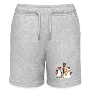 Pinguinweihnacht - Stanley/Stella Teenager Bio-Joggingshorts MINI BOLTER - Grau meliert - Vorne