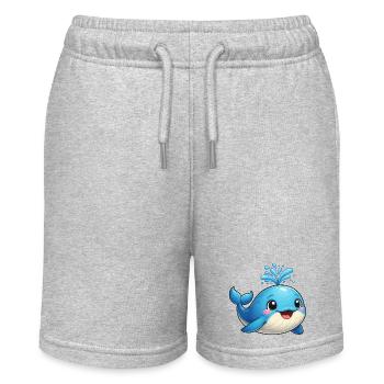 Petite baleine bleue avec des étincelles d’eau - Short bio MINI BOLTER Stanley/Stella Ado - gris chiné - Devant
