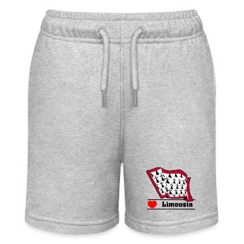 Limousin-Flagge mit Herz - Stanley/Stella Teenager Bio-Joggingshorts MINI BOLTER - Grau meliert - Vorne