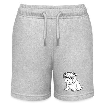 Mops weiß Hunde T-shirt Geschenk Weihnachten - Stanley/Stella Teenager Bio-Joggingshorts MINI BOLTER - Grau meliert - Vorne