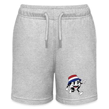 Netherlands Football Fan Retro Comic Mascot - Stanley/Stella MINI BOLTER Organic Teen Jogging Shorts - heather grey - Front