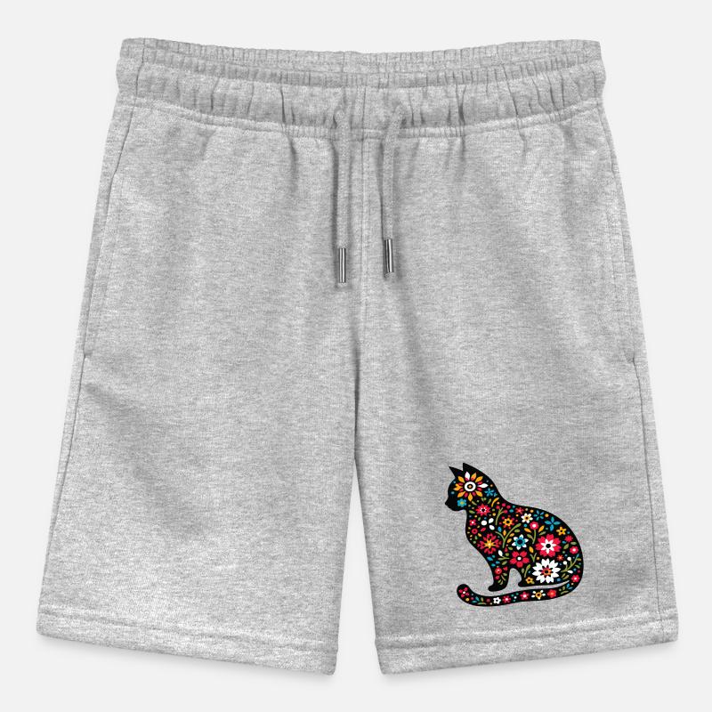 Silhouette einer Katze mit Blumen Stanley/Stella Teenager Bio-Joggingshorts MINI BOLTER