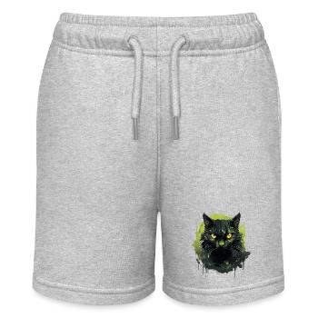 Cooles Katzen Design - Stanley/Stella Teenager Bio-Joggingshorts MINI BOLTER - Grau meliert - Vorne