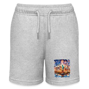 Alles Gute zum 4. Juli Patriot Geschenk USA Amerikanische Flagge - Stanley/Stella Teenager Bio-Joggingshorts MINI BOLTER - Grau meliert - Vorne