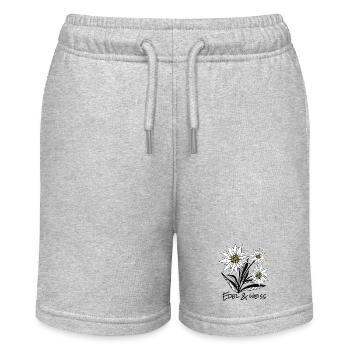 Edelweiß ist edel & weiß - Bergblume in Perfektion - Stanley/Stella Teenager Bio-Joggingshorts MINI BOLTER - Grau meliert - Vorne