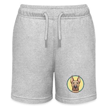 Deutsche Dogge Hunderasse Cartoon Kawaii Clipart Tier - Stanley/Stella Teenager Bio-Joggingshorts MINI BOLTER - Grau meliert - Vorne