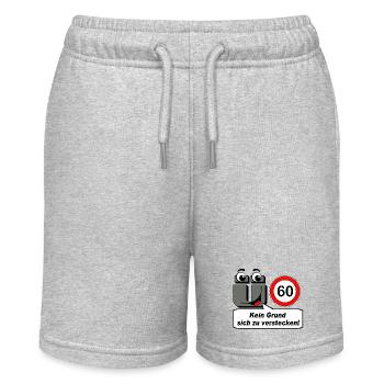 60. Geburtstag , kein Grund sich zu verstecken - Stanley/Stella Teenager Bio-Joggingshorts MINI BOLTER - Grau meliert - Vorne
