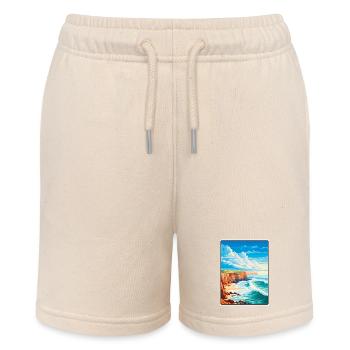 Nazare Portugal Coastal Cliffs Scene - Stanley/Stella MINI BOLTER Organic Teen Jogging Shorts - soft Ecru - Front