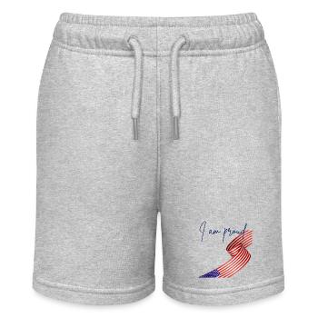 American Pride Wrap Flagge - Stanley/Stella Teenager Bio-Joggingshorts MINI BOLTER - Grau meliert - Vorne