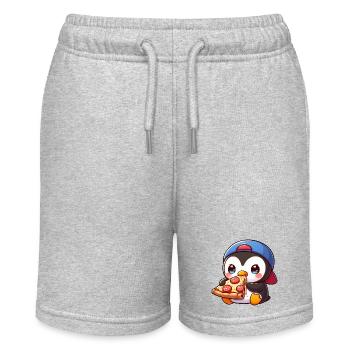 Cute Penguin Cartoon Pizza Italian Food - Stanley/Stella MINI BOLTER Organic Teen Jogging Shorts - heather grey - Front