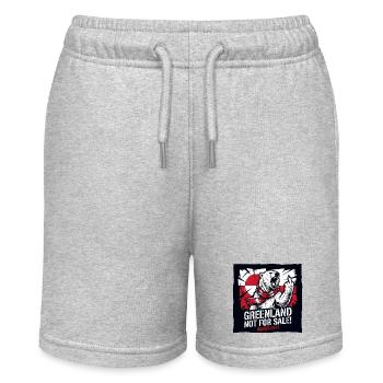 Greenland Not For Sale - Hands Off - Eisbär - Stanley/Stella Teenager Bio-Joggingshorts MINI BOLTER - Grau meliert - Vorne