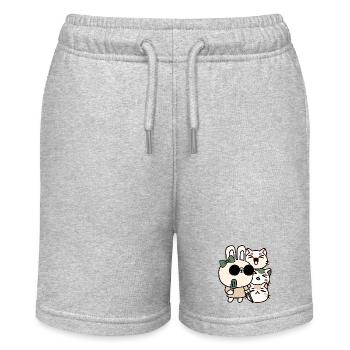 Lapin Kawaii aveugle avec canne blanche et crème - Short bio MINI BOLTER Stanley/Stella Ado - gris chiné - Devant