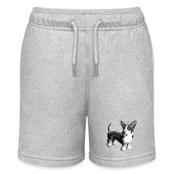 Welsh Corgi Cardigan - Stanley/Stella Teenager Bio-Joggingshorts MINI BOLTER - Grau meliert - Vorne