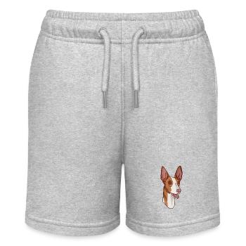 Portrait de tête de chien Podenco - Short bio MINI BOLTER Stanley/Stella Ado - gris chiné - Devant