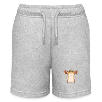Hamster macht Kraftsport und Fitness - Stanley/Stella Teenager Bio-Joggingshorts MINI BOLTER - Grau meliert - Vorne