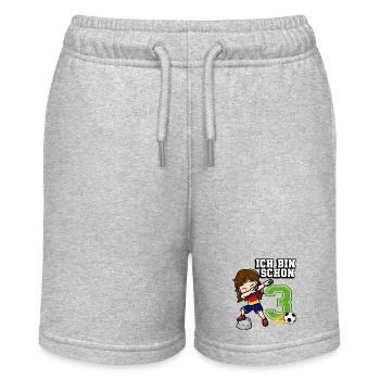Fußball Mädchen Ich bin schon 3 Geburtstag - Stanley/Stella Teenager Bio-Joggingshorts MINI BOLTER - Grau meliert - Vorne