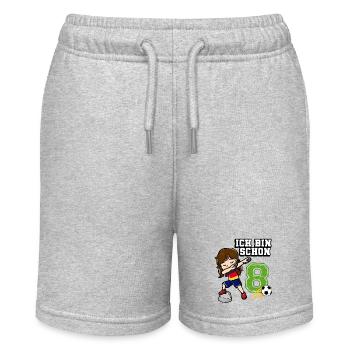 Fußball Mädchen Ich bin schon 8 Geburtstag - Stanley/Stella Teenager Bio-Joggingshorts MINI BOLTER - Grau meliert - Vorne