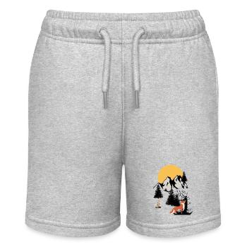 Mountains Moonlight Wildlife Fox Rabbit Nature - Stanley/Stella MINI BOLTER Organic Teen Jogging Shorts - heather grey - Front