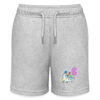 Mit Einhorn - Mädchen Geburtstag 6 Jahre - Stanley/Stella Teenager Bio-Joggingshorts MINI BOLTER - Grau meliert - Vorne